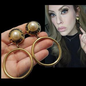 Sold: Givenchy Vintage Large Paris Gold-plated Hoop Clip-on Earrings
